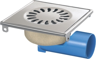 RVS vloerput 146x146mm zijuitlaat 50mm WS30 Van den Berg